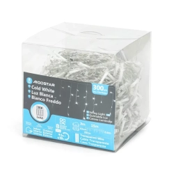 Lampki choinkowe sople fala 300LED na 3 baterie AA ZIMNE 3m